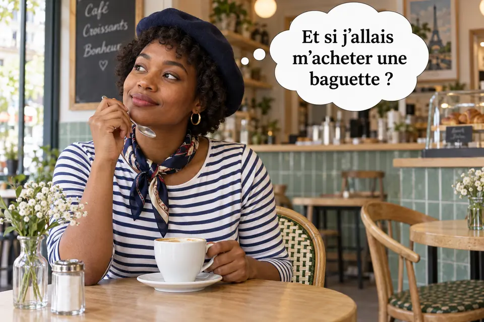 Français avec béret, marinière et baguette