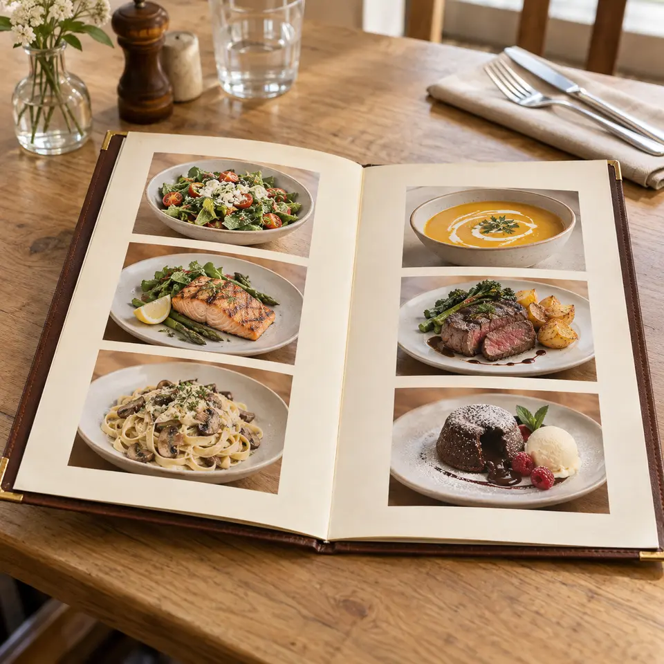 Woman Hand Touching Italian Restaurant Menu