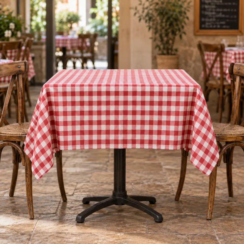 Red white checkered tablecloth background