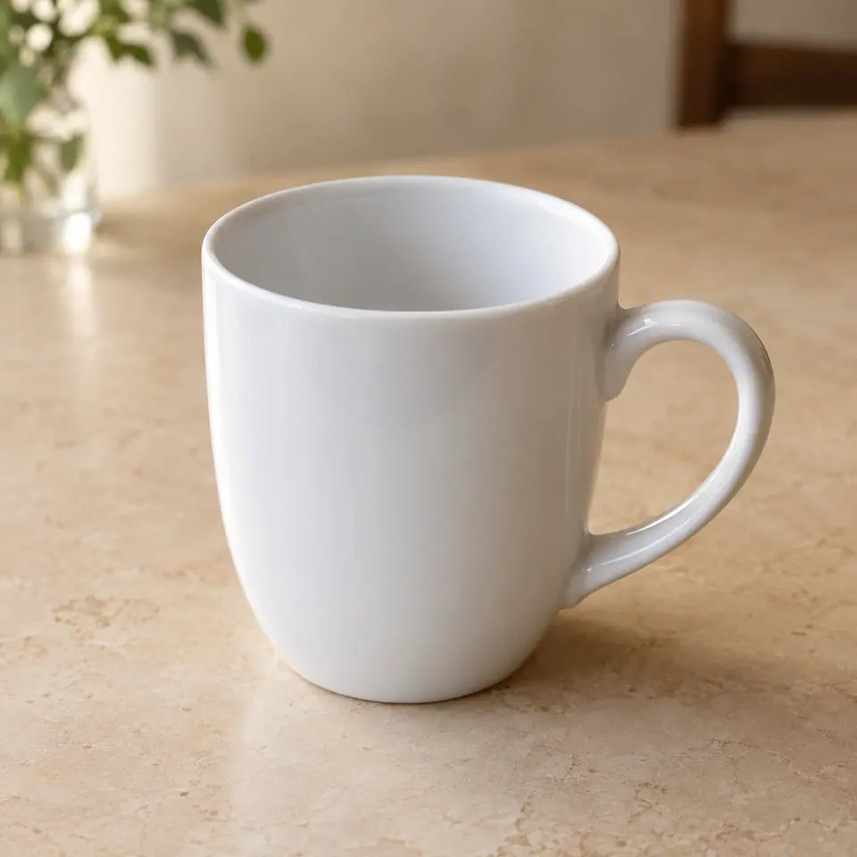 Mug With Smiling Face on Wooden Table